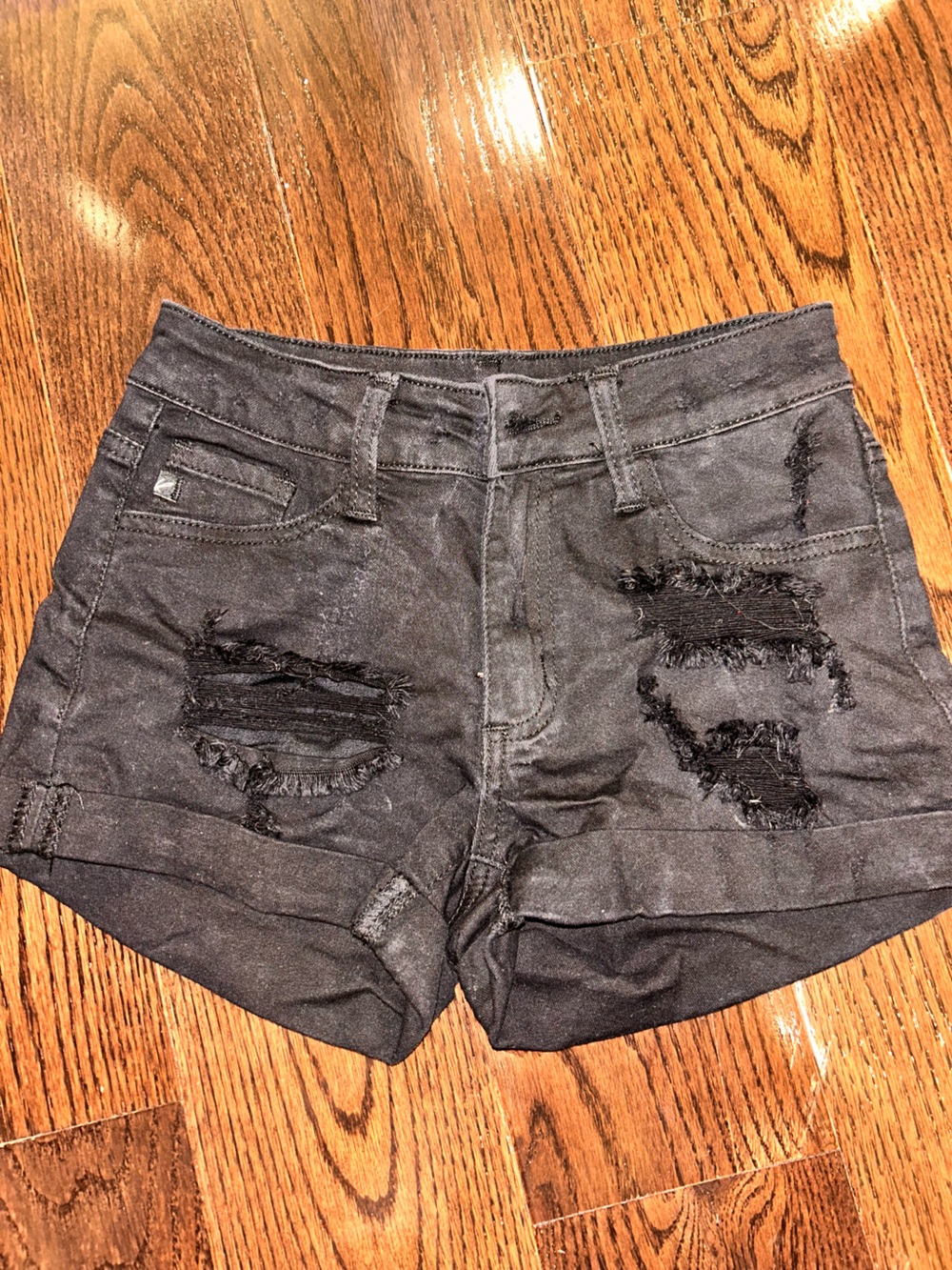 High-Rise Distressed Women’s Black Denim Shorts